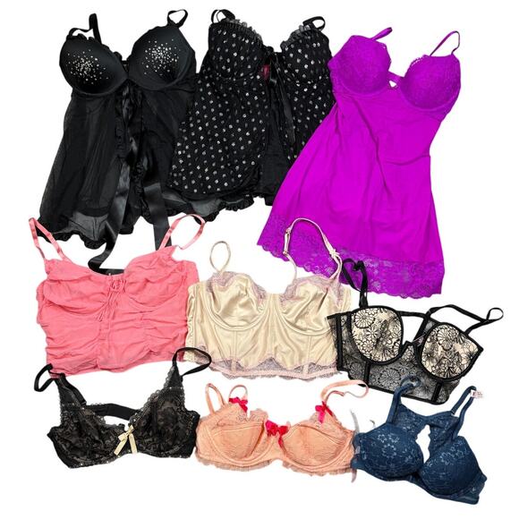 Victoria's Secret Other - Mixed Lot Of 9 Victoria's Secret Lingerie Bras Babydoll Chemise Mixed Sizes